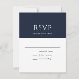 Elegant Initiaal Script Monogram Navy Blue Wedding RSVP Kaartje