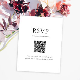 Elegant Initiaal Script Monogram QR Code Bruiloft RSVP Kaartje