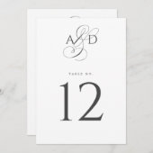 Elegant Initiaal Script Trouwtafel Nummer Kaart (Voorkant / Achterkant)