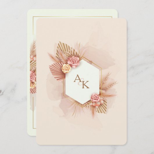 Elegant Initiaal Verloving Uitnodiging (Voorkant / Achterkant)
