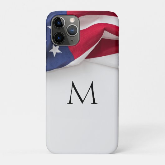Elegant Initial American Flag Monogram Case-Mate iPhone Case (Achterkant)