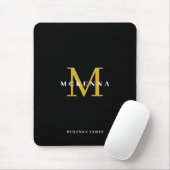 Elegant Initial Chic Black Gold Monogram Muismat (Met muis)