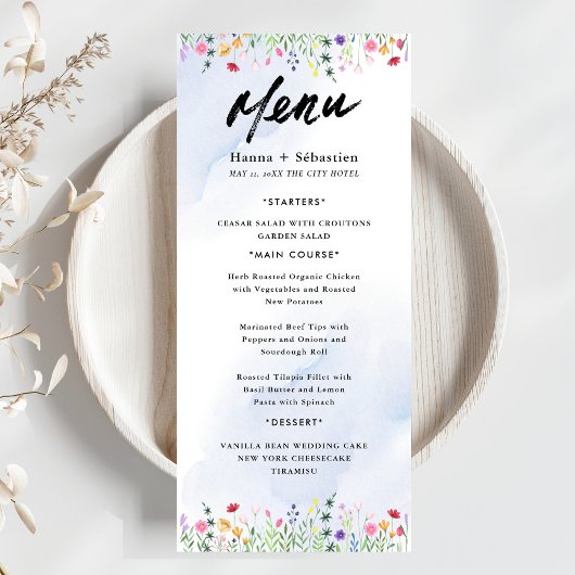 Elegant Initial Script Monogram Classic Wedding Menu
