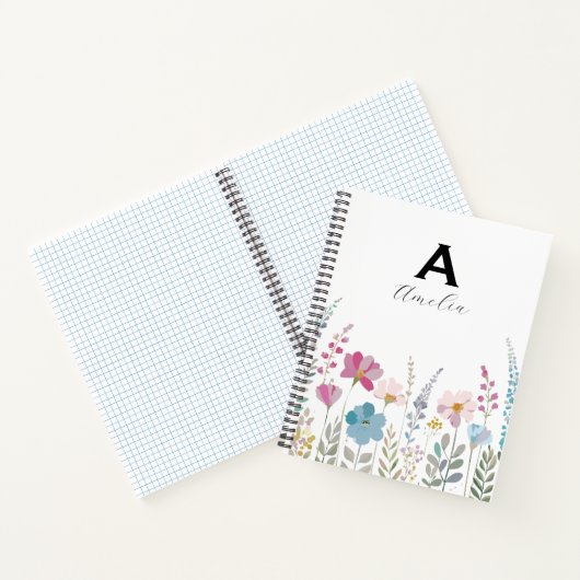 Elegant Initial Stylish Floral Notebook Notitieboek (Binnen)