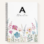 Elegant Initial Stylish Floral Notebook Notitieboek (Voorkant)