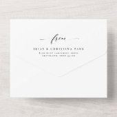 Elegant initialen eenvoudig zwart-wit huwelijk all in one uitnodiging (Achterkant)