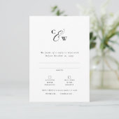 Elegant initialen eenvoudig zwart-wit RSVP kaartje (Staand voorkant)