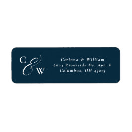 Elegant initialen marvy blue bruiloft klassiek etiket