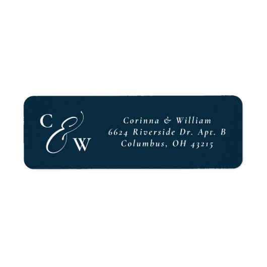 Elegant initialen marvy blue bruiloft klassiek etiket (Voorkant)