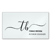 Elegant initialen met minimale aquatische zwarte m magnetisch visitekaartje (Voorkant)