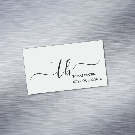 Elegant initialen met minimale aquatische zwarte m magnetisch visitekaartje (Voorbeeld)