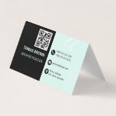 Elegant initialen met minimale aquatische zwarte m visitekaartje (Achterkant)