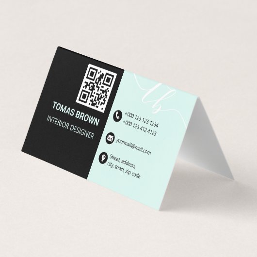 Elegant initialen met minimale aquatische zwarte m visitekaartje (Achterkant)