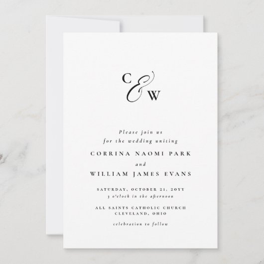 Elegant initialen minimaal zwart-wit (Voorkant)