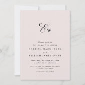 Elegant initialen minimale roze trouwuitnodiging (Voorkant)