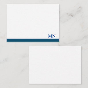 Elegant Initialen Monogram Marine Blauwe Grens Notitiekaartje