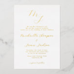Elegant Initialen Refined Wedding Folie Invitation Folie Uitnodiging<br><div class="desc">Elegant Initialen Refined Wedding Invitation,  foto op de achterkant</div>