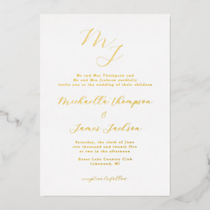 Elegant Initialen Refined Wedding Folie Invitation Folie Uitnodiging