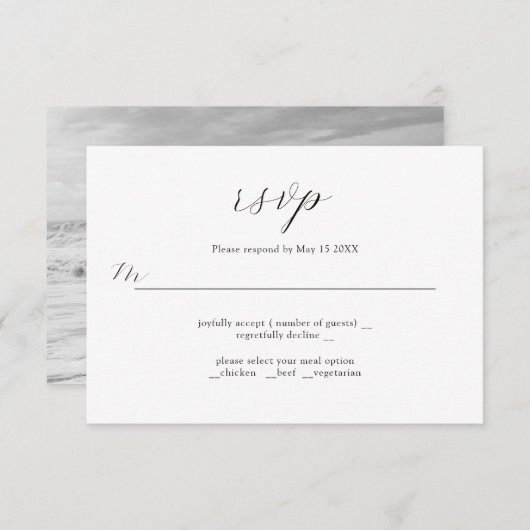 Elegant Initialen RSVP-kaart met geraffineerd wedd RSVP Kaartje (Voorkant / Achterkant)