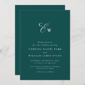 Elegant initialen simpel donkerblauwgroen huwelijk (Voorkant / Achterkant)