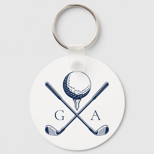 Elegant Initials Custom Golf Gift- Modern Monogram Sleutelhanger (Voorkant)