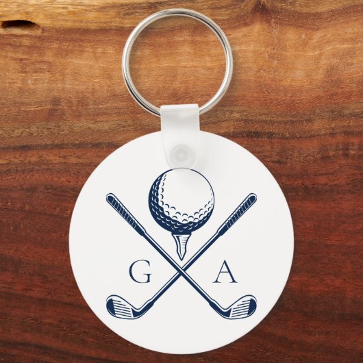 Elegant Initials Custom Golf Gift- Modern Monogram Sleutelhanger (Voorkant)