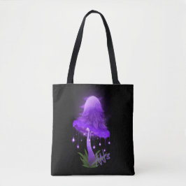 Elegant Inky Pet Gloeiende Paarse Mushroom Canvas  Tote Bag