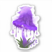 Elegant Inky Pet Gloeiende Paarse Paddestoel Cut Sticker (Voorkant)