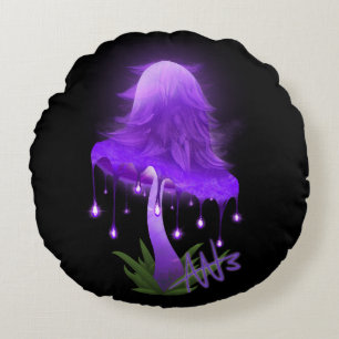 Elegant Inky Pet Gloeiende Paarse Paddestoel Rond Kussen