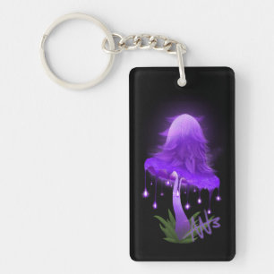 Elegant Inky Pet Gloeiende Paarse Paddestoel Sleutelhanger