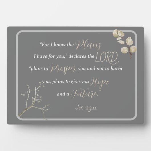 Elegant Inspirerende Bijbel Verse Jeremia 29:11 Fotoplaat (voorkant)