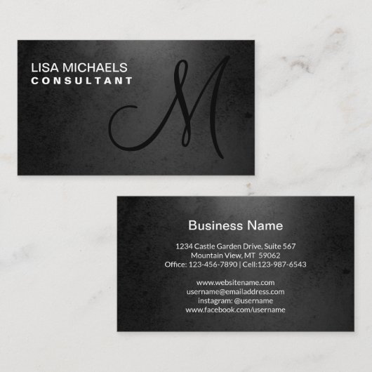 Elegant interieur monogram Professional Visitekaartje (Voorkant / Achterkant)