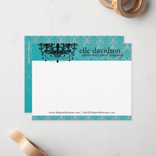 Elegant Interior Designer Notecards Notitiekaartje (Voorkant / Achterkant in situ)