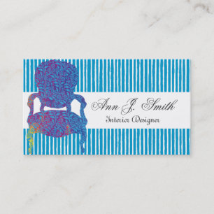 Elegant Interior Designer Striped Blue Visitekaartje