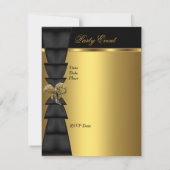 Elegant Invitation Black Gold Bow Jewel Kaart (Achterkant)