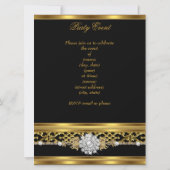 Elegant Invitation Black Lace Gold Jewel Kaart (Achterkant)