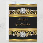 Elegant Invitation Black Lace Gold Jewel Kaart (Voorkant)