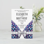 Elegant Invitation Bow and Heart Speckles Aankondiging (Staand voorkant)