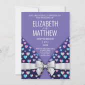Elegant Invitation Bow and Heart Speckles Aankondiging (Achterkant)