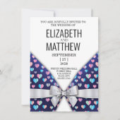 Elegant Invitation Bow and Heart Speckles Aankondiging (Voorkant)