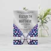 Elegant Invitation Bow and Heart Speckles Aankondiging (Staand voorkant)