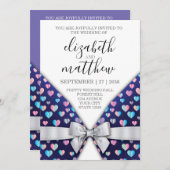 Elegant Invitation Bow and Heart Speckles Kaart (Voorkant / Achterkant)