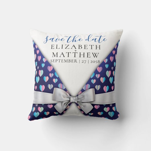 Elegant Invitation Bow and Heart Speckles Kussen (Achterkant)