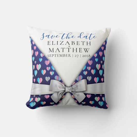 Elegant Invitation Bow and Heart Speckles Kussen (Voorkant)