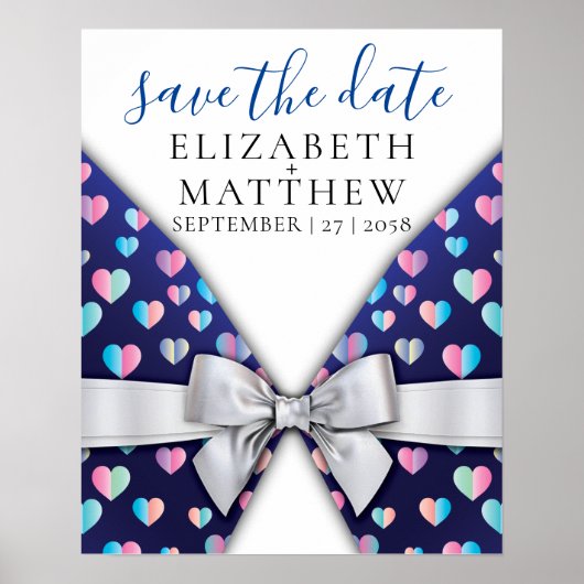 Elegant Invitation Bow and Heart Speckles Poster (Voorkant)