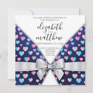 Elegant Invitation Briefkaart Bow and Heart Speckl