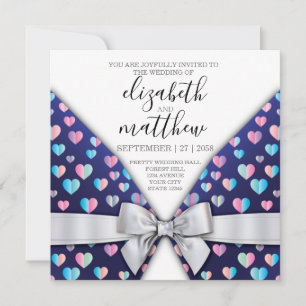 Elegant Invitation Briefkaart Bow and Heart Speckl