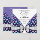 Elegant Invitation Briefkaart Bow and Heart Speckl (Voorkant / Achterkant)