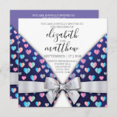 Elegant Invitation Briefkaart Bow and Heart Speckl (Voorkant / Achterkant)