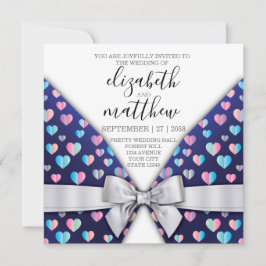 Elegant Invitation Briefkaart Bow and Heart Speckl